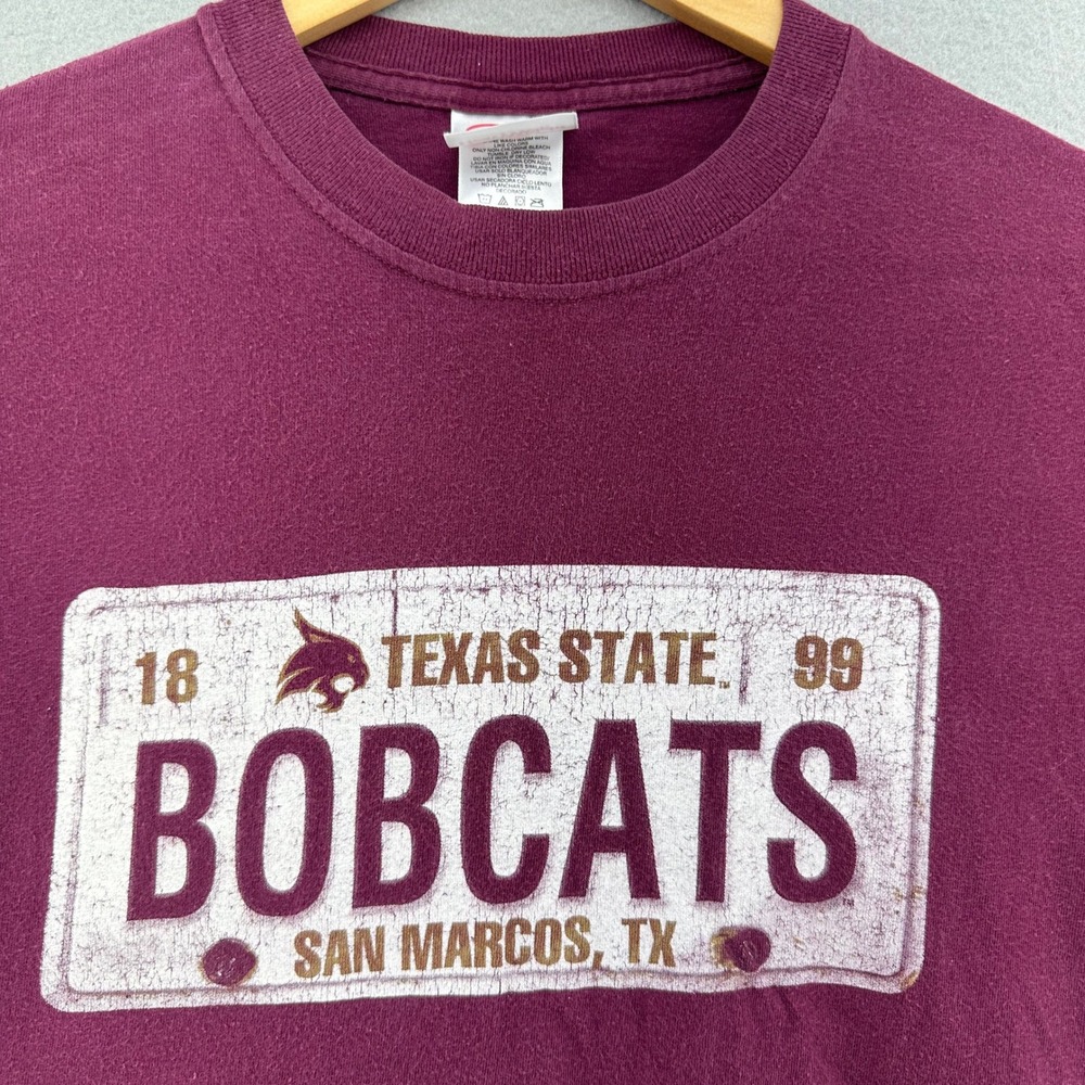 1999 Texas State Bobcats San Marcos TX Maroon T Shirt Mens M VTG NCAA University